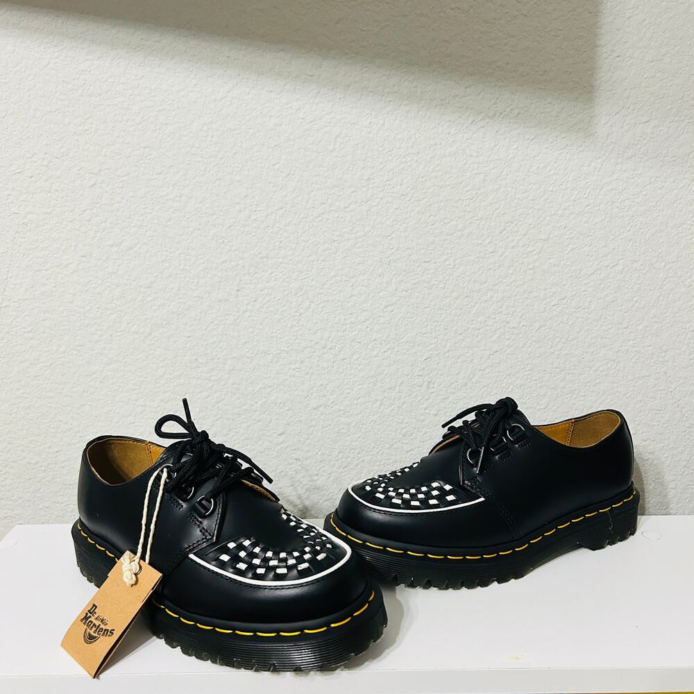 NEW Dr Martens Ramsey Creeper in Black White Rockabilly Size 7 Y2K Skater Punk - Picture 3 of 13